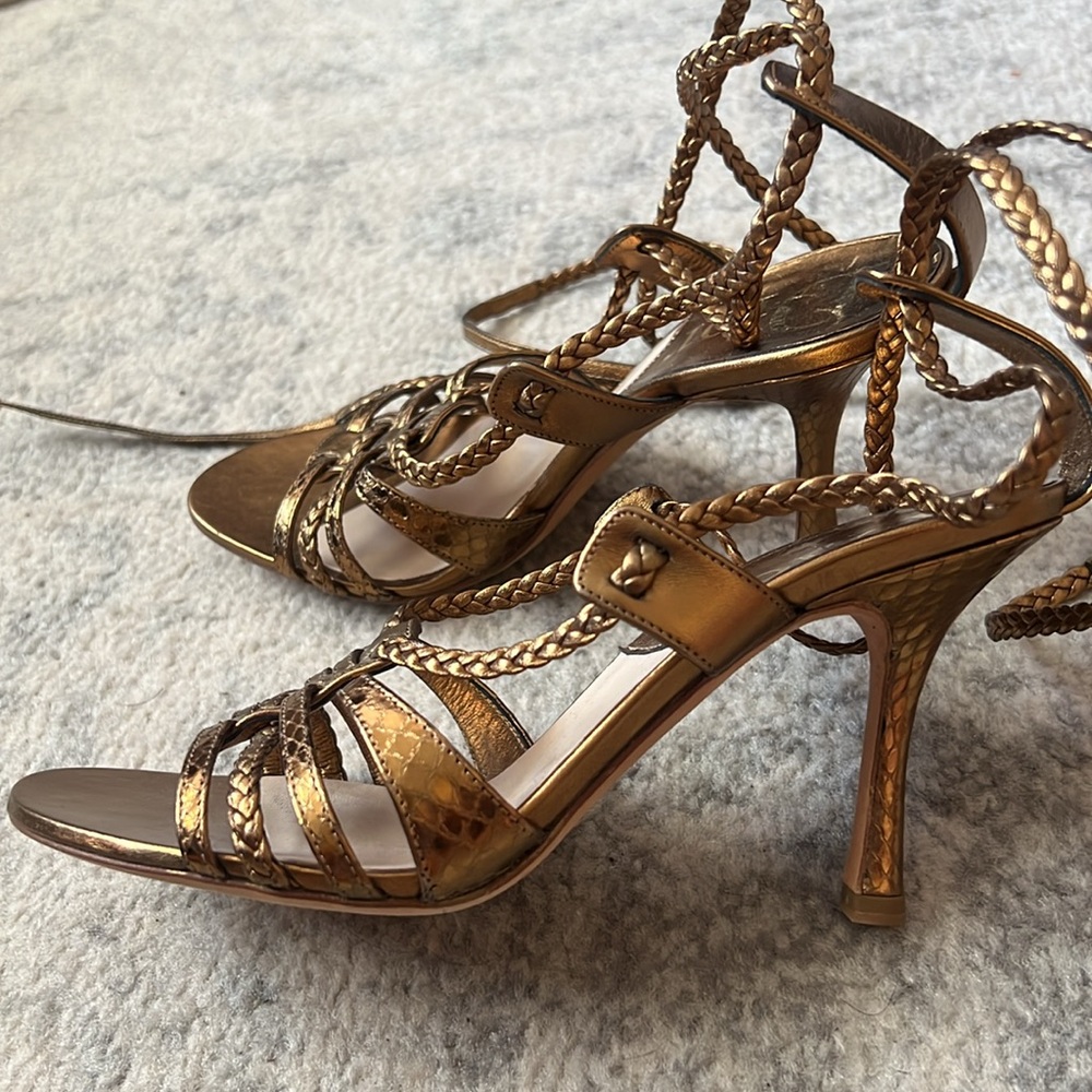 DIOR Gold/Bronze Metallic Strappy Heels Sz 36 - Picture 5 of 7